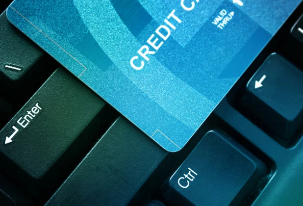 Credit card on a keyboard